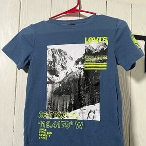 Levi's Blue Tee with Coordinates and Graphic